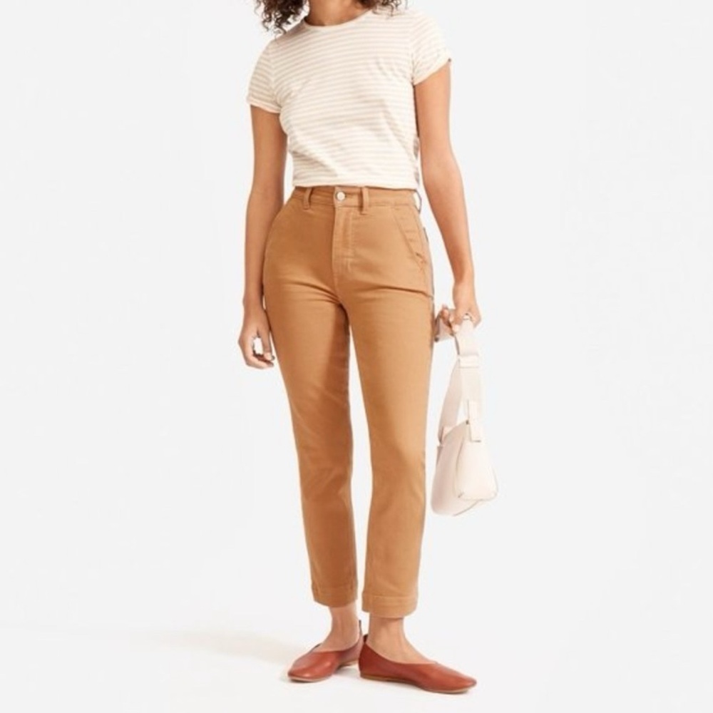 Everlane Women’s Slim Leg Crop Pant‎ Size 0 Orange/Brown Tapered Garment-Dyed